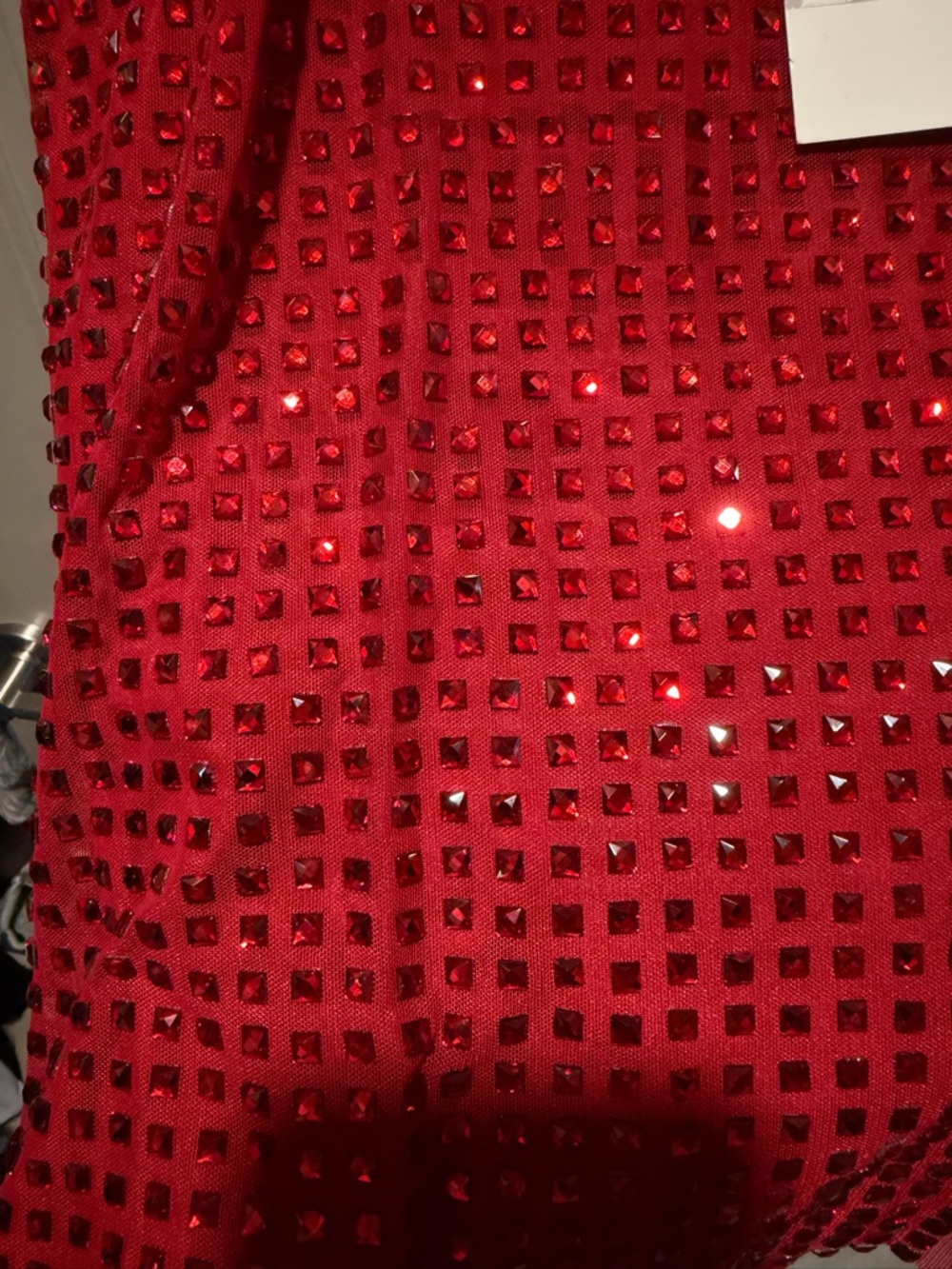 New Zara size Medium Red Rhinestone Long-Sleeve Open-Back Tulle Mini Dress - Picture 7 of 8